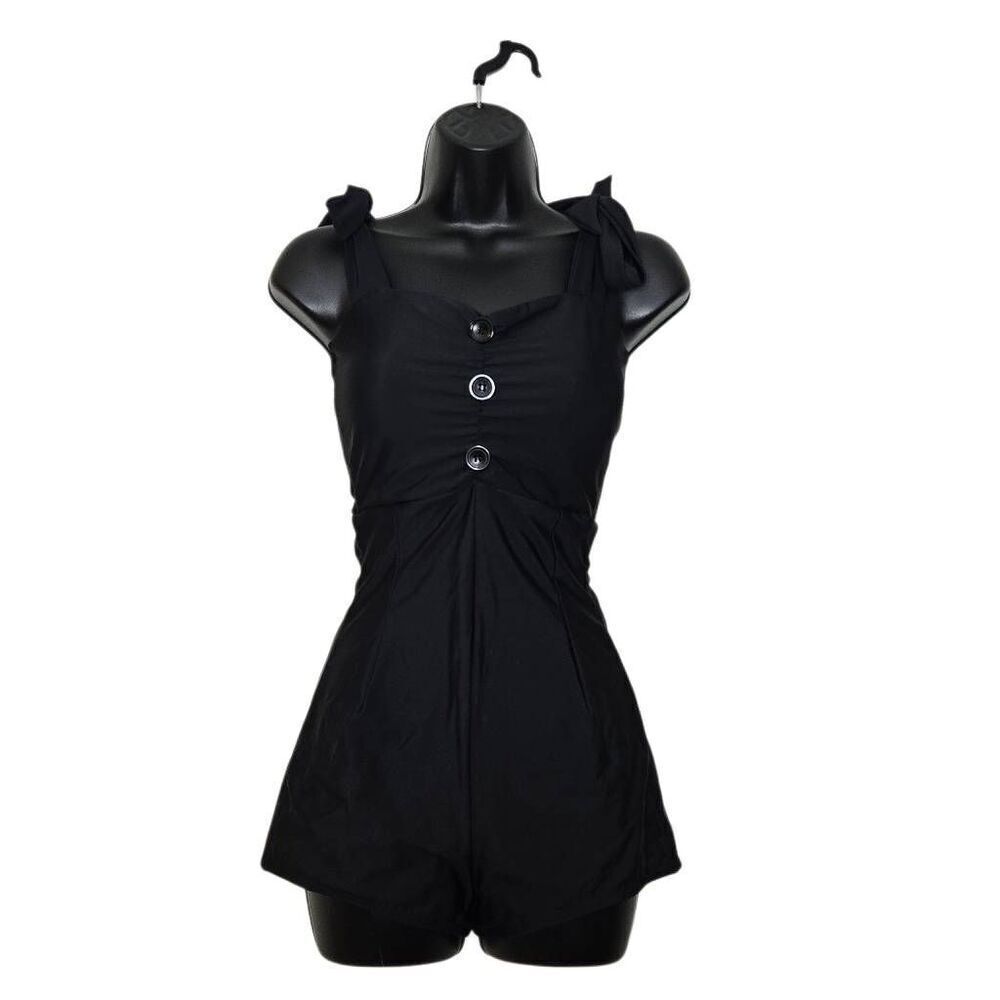Pinky Pinups Retro Black Pin-Up Swimsuit Size Small Rockabilly